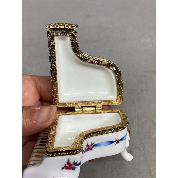 Lefton China 1997 #11176 - Piano Hinged Trinket Box Pink Flowers - Picture 10 of 11